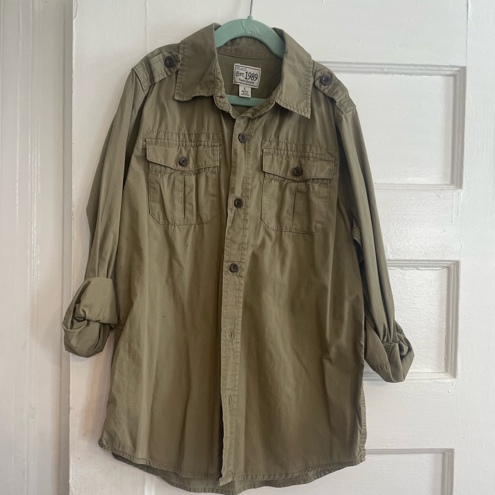 Olive Green Button-Up Shirt